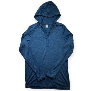 Icebreaker Hoodie Women's Small Blue Long Sleeve Merino Wool Blend Cool Lite